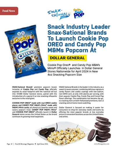 Snax-Sational Brands To Launch Cookie Pop OREO and Candy Pop M&Ms At  DOLLAR GENERAL